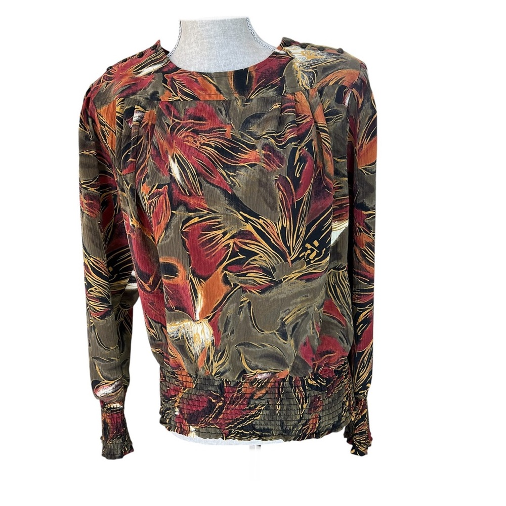 Vintage Martinique Pleated Floral Blouse Top VTG Womens Size 10